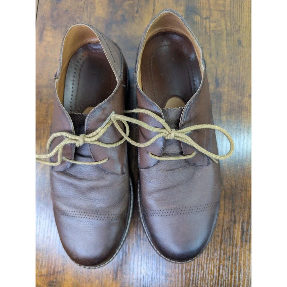 Olukai Walino Shoe Men's 9M Brown Leather Lace Up Casual Oxford Loafer